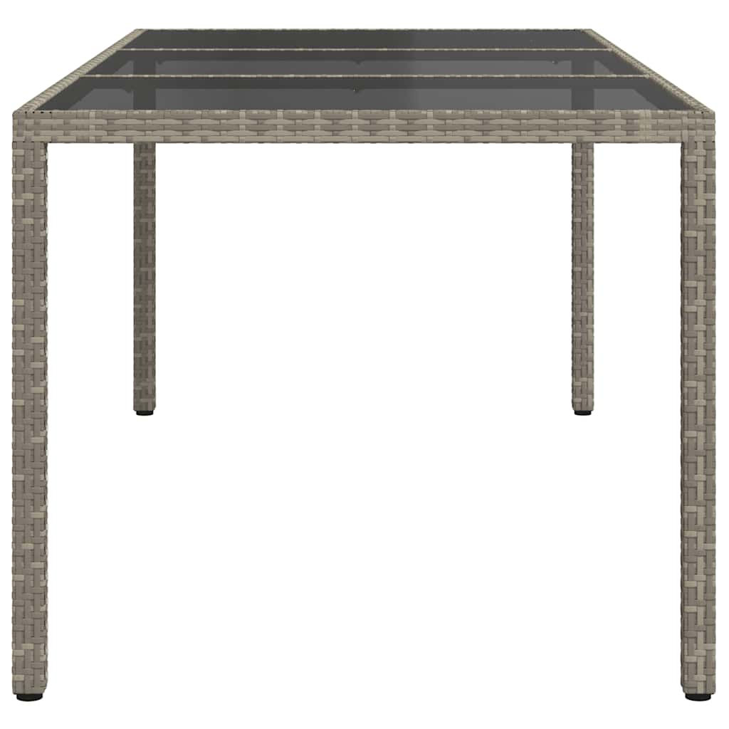 vidaXL Garden Table Grey 190x90x75 cm Tempered Glass and Poly Rattan - 24082