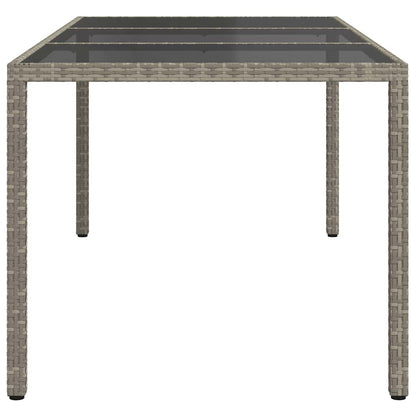 vidaXL Garden Table Grey 190x90x75 cm Tempered Glass and Poly Rattan - 24082