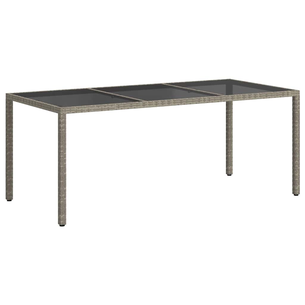 vidaXL Garden Table Grey 190x90x75 cm Tempered Glass and Poly Rattan - 24082