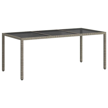 vidaXL Garden Table Grey 190x90x75 cm Tempered Glass and Poly Rattan - 24082