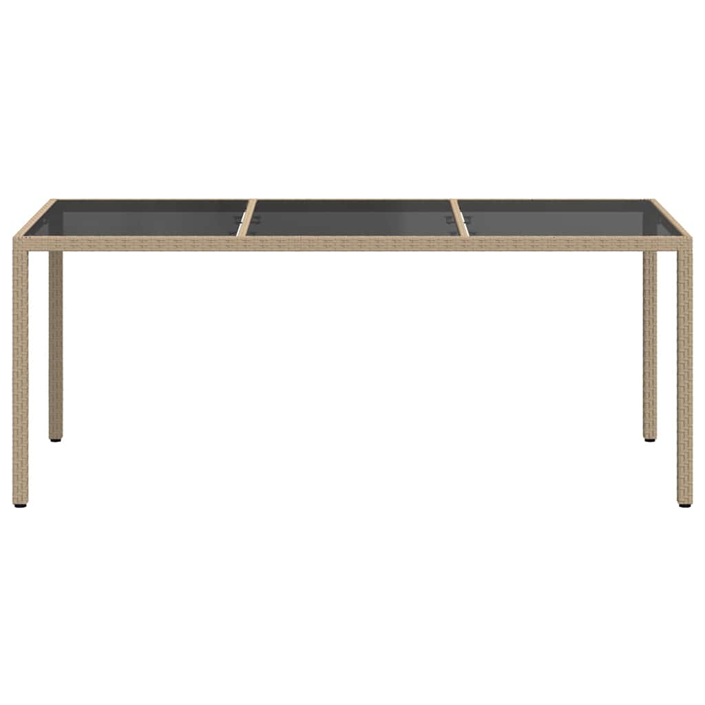vidaXL Garden Table Beige 190x90x75 cm Tempered Glass and Poly Rattan
