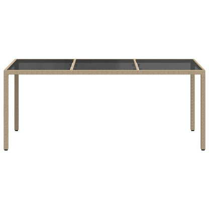 vidaXL Garden Table Beige 190x90x75 cm Tempered Glass and Poly Rattan