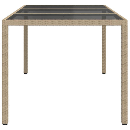 vidaXL Garden Table Beige 190x90x75 cm Tempered Glass and Poly Rattan