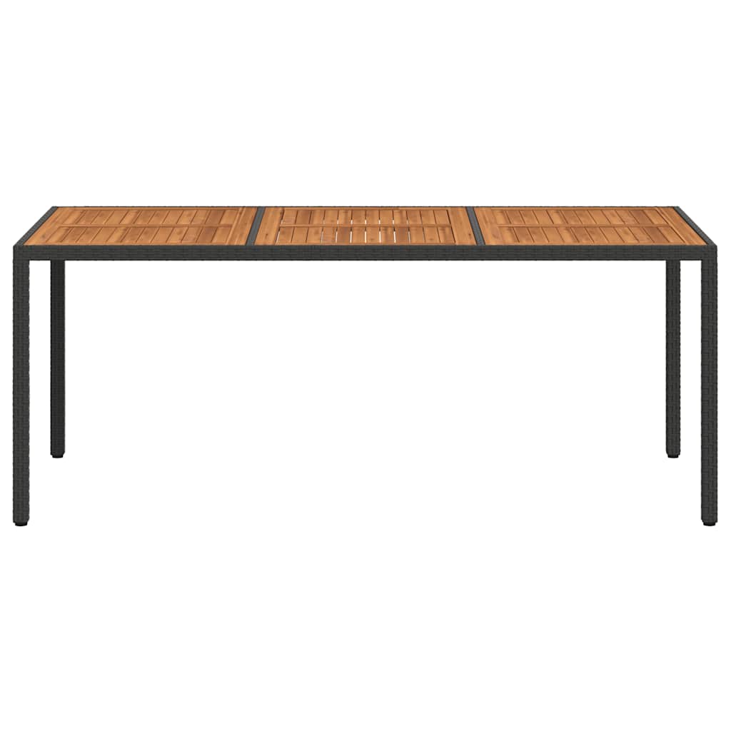 vidaXL Garden Table 190x90x75 cm Poly Rattan and Acacia Wood Black