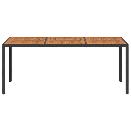 vidaXL Garden Table 190x90x75 cm Poly Rattan and Acacia Wood Black