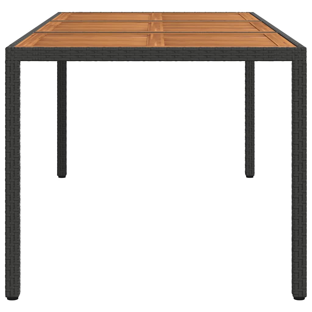 vidaXL Garden Table 190x90x75 cm Poly Rattan and Acacia Wood Black