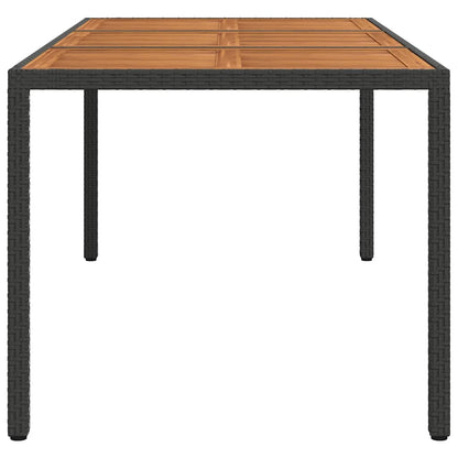 vidaXL Garden Table 190x90x75 cm Poly Rattan and Acacia Wood Black