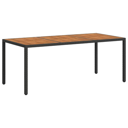 vidaXL Garden Table 190x90x75 cm Poly Rattan and Acacia Wood Black