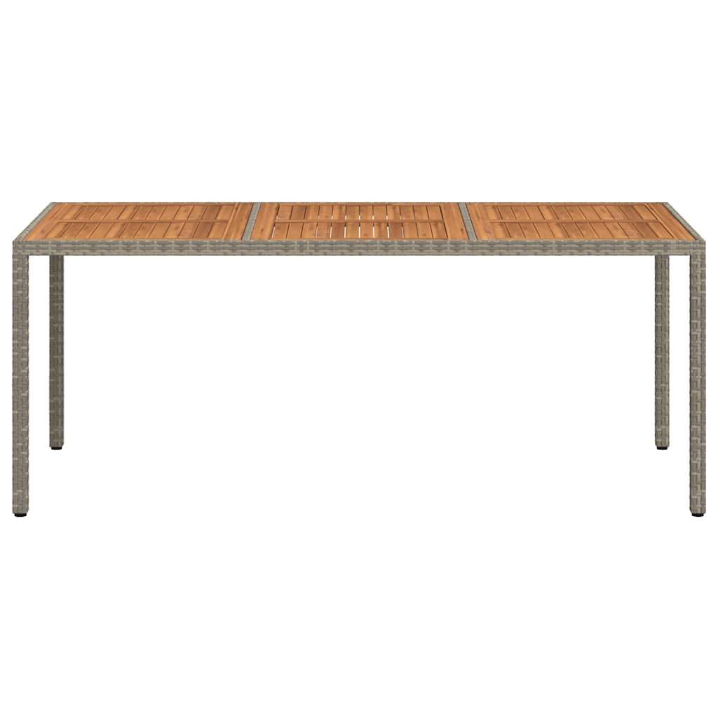 vidaXL Garden Table 190x90x75 cm Poly Rattan and Acacia Wood Grey