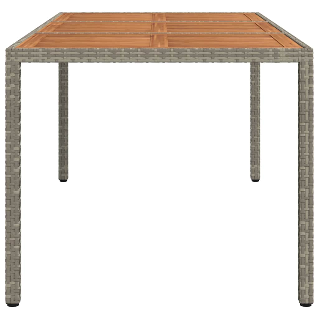 vidaXL Garden Table 190x90x75 cm Poly Rattan and Acacia Wood Grey