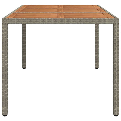 vidaXL Garden Table 190x90x75 cm Poly Rattan and Acacia Wood Grey