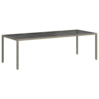 vidaXL Garden Table Grey 250x100x75 cm Tempered Glass and Poly Rattan