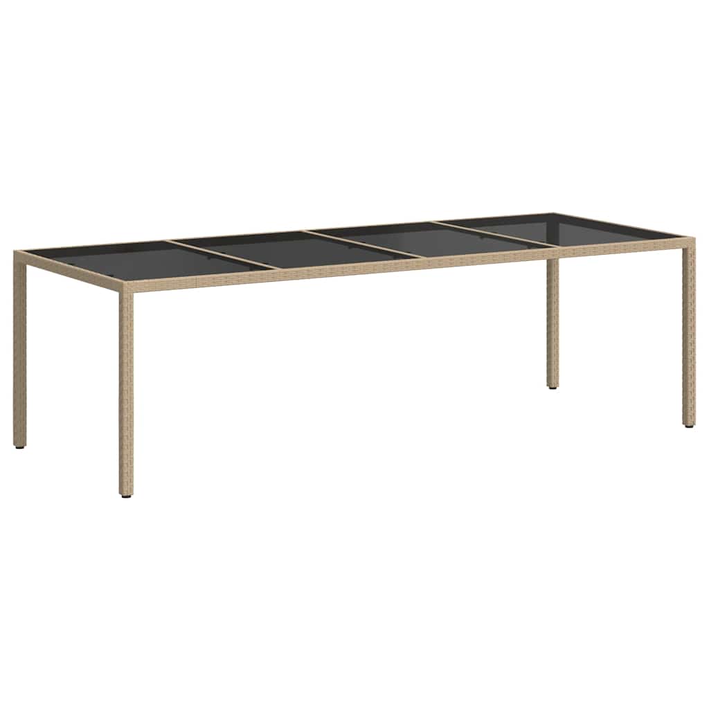 vidaXL Garden Table Beige 250x100x75 cm Tempered Glass and Poly Rattan