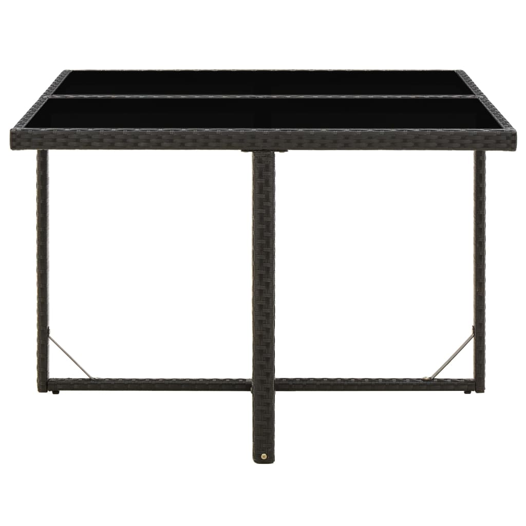 vidaXL Garden Table Black 109x107x74 cm Poly Rattan and Glass
