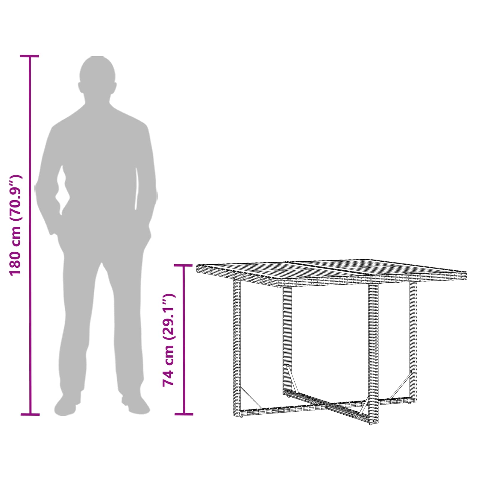 vidaXL Garden Table - Grey