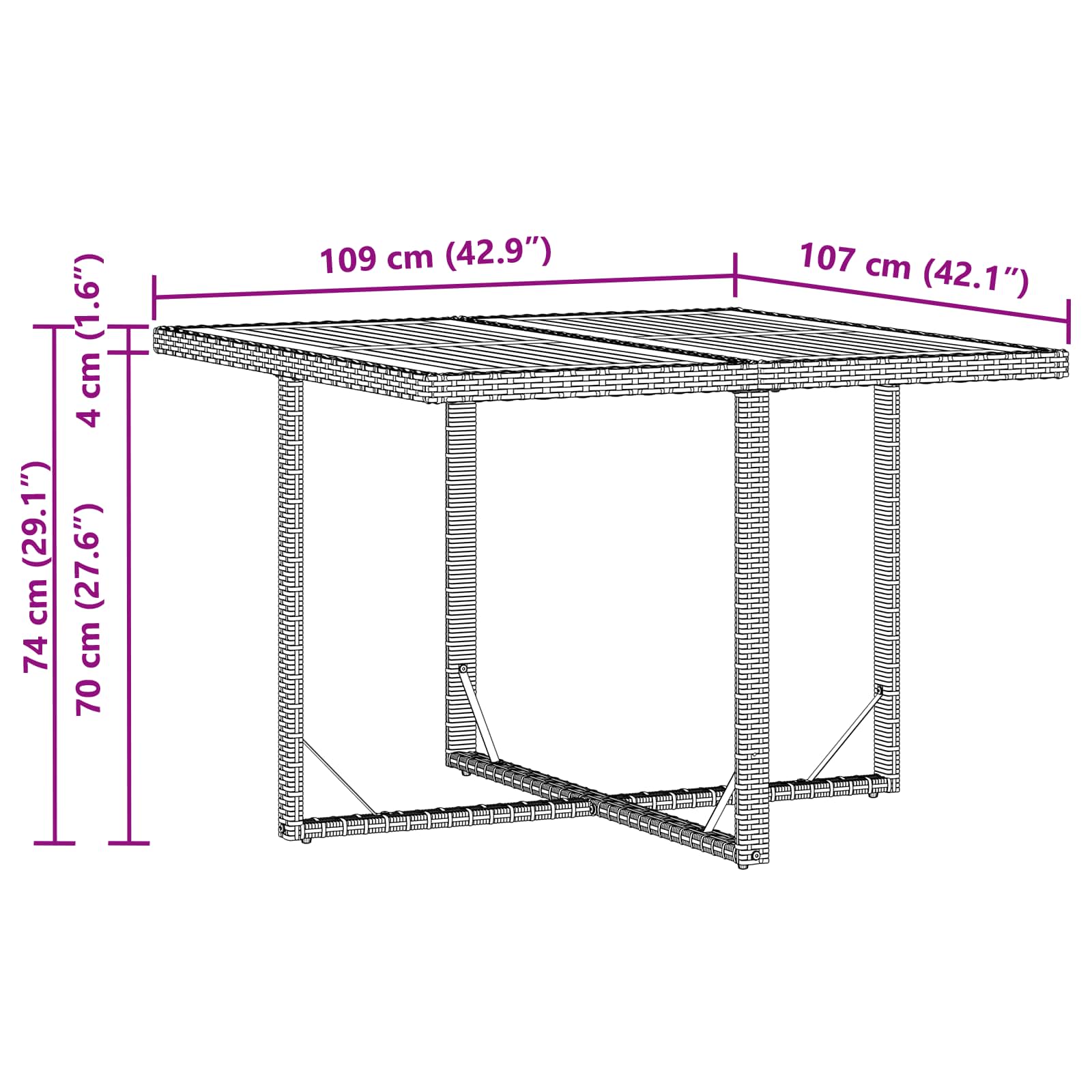 vidaXL Garden Table - Grey