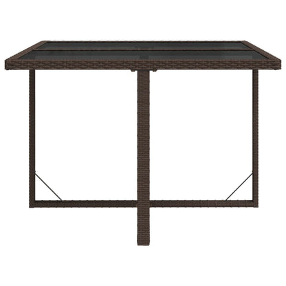 vidaXL Garden Table Brown 109x107x74 cm Poly Rattan and Glass