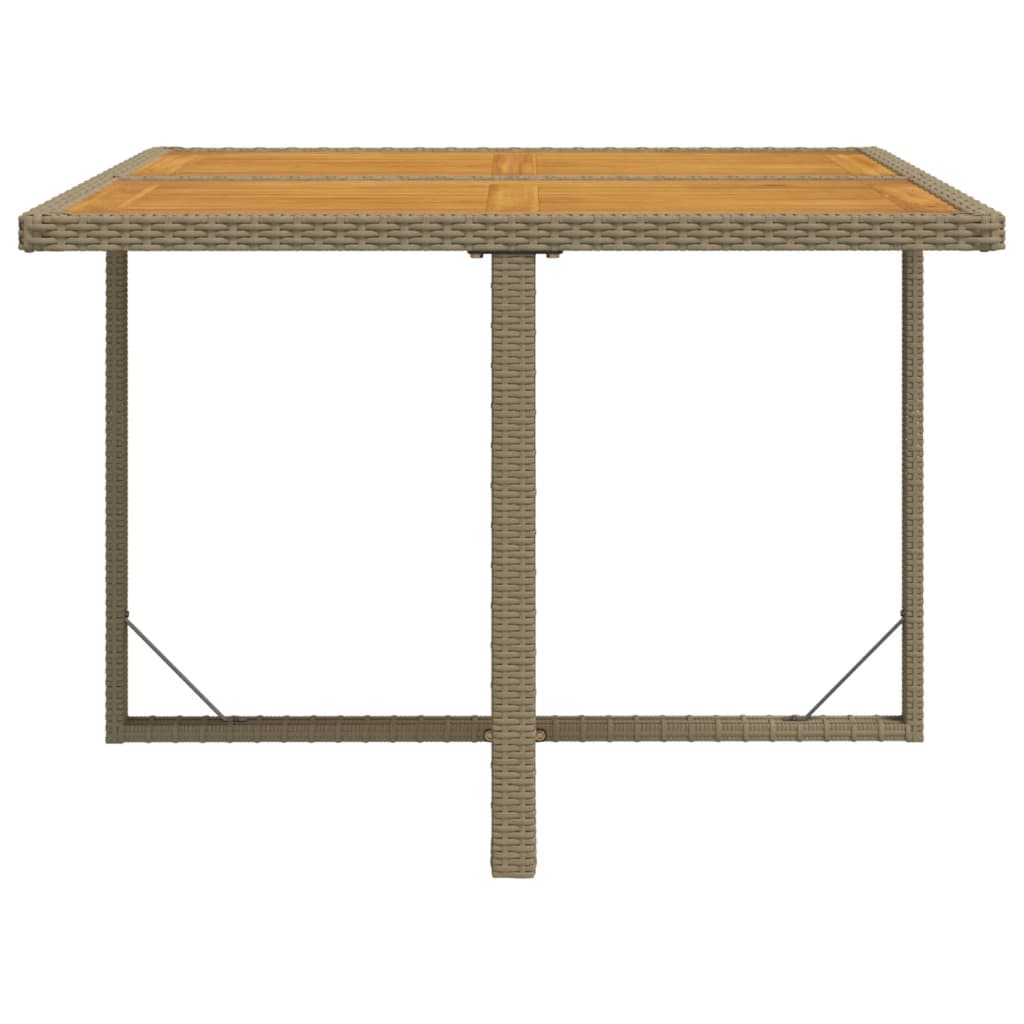 vidaXL Garden Table Beige 109x107x74 cm Poly Rattan&Solid Wood Acacia