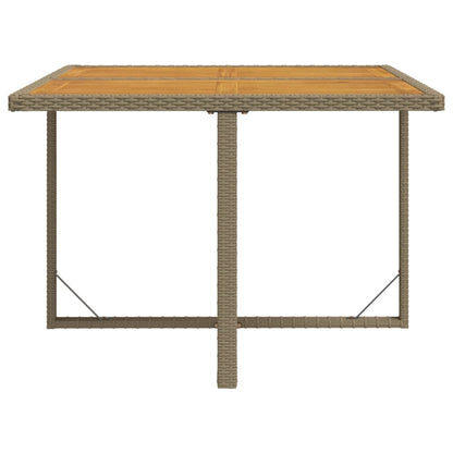 vidaXL Garden Table Beige 109x107x74 cm Poly Rattan&Solid Wood Acacia