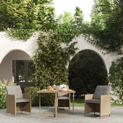 vidaXL Garden Table Beige 109x107x74 cm Poly Rattan&Solid Wood Acacia