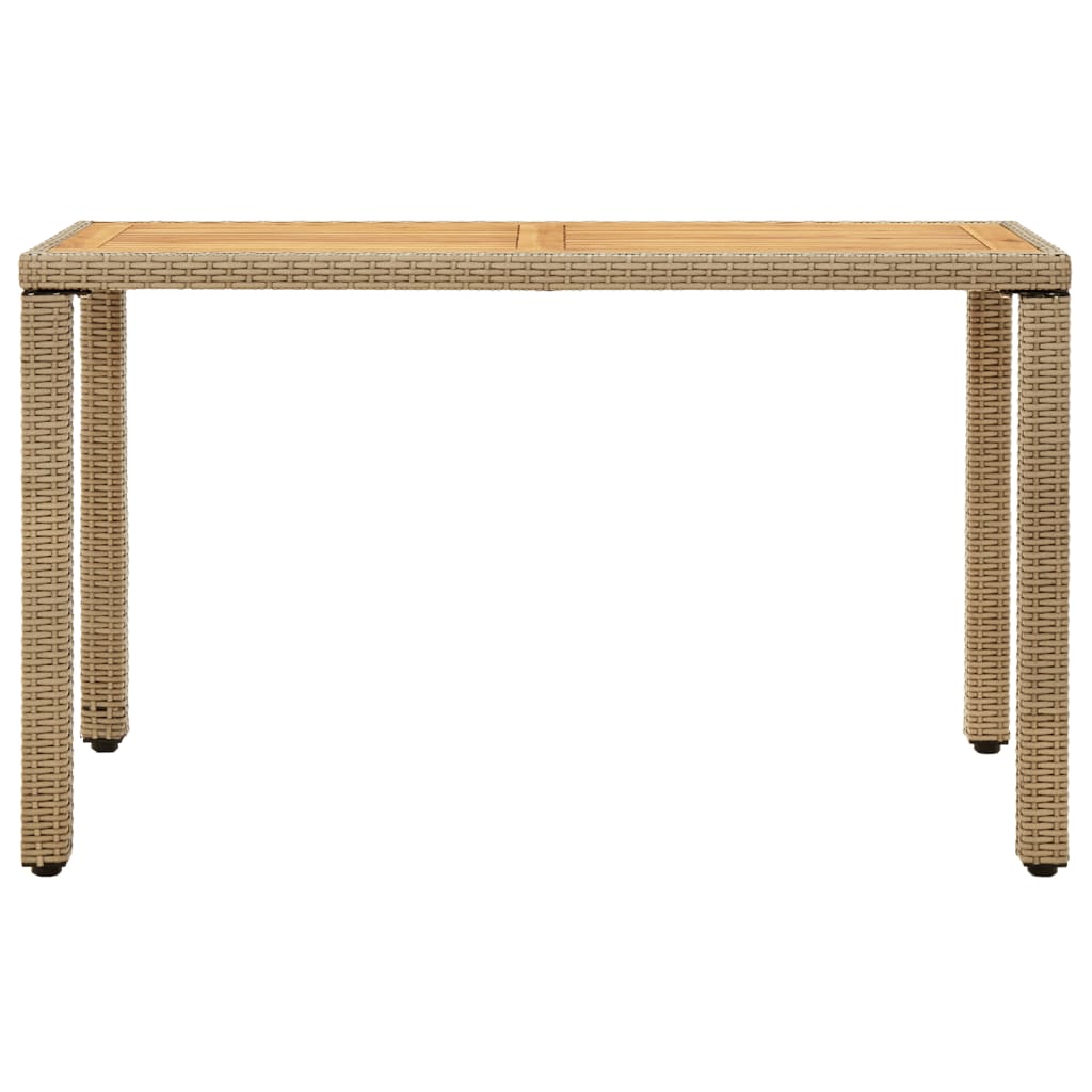 vidaXL Garden Table Beige 123x60x74 cm Poly Rattan&Solid Wood Acacia