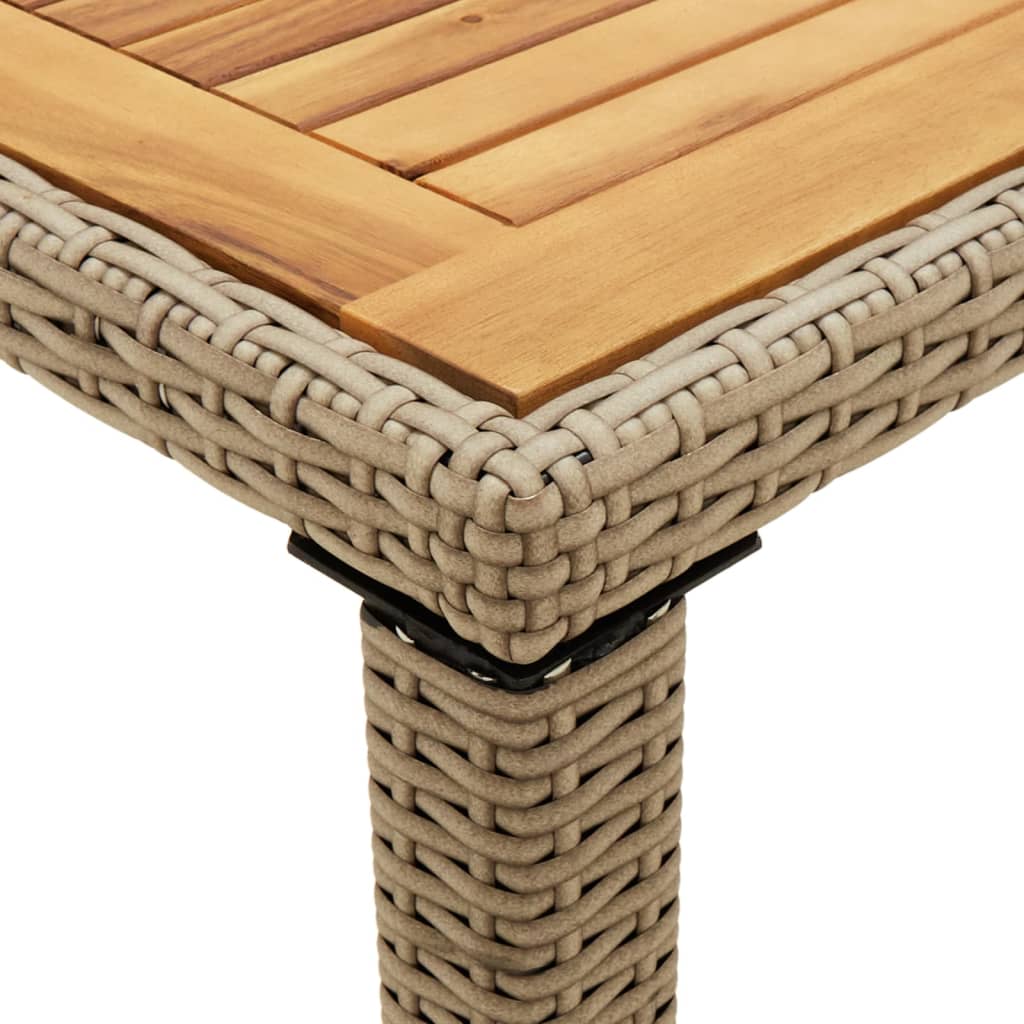 vidaXL Garden Table Beige 123x60x74 cm Poly Rattan&Solid Wood Acacia