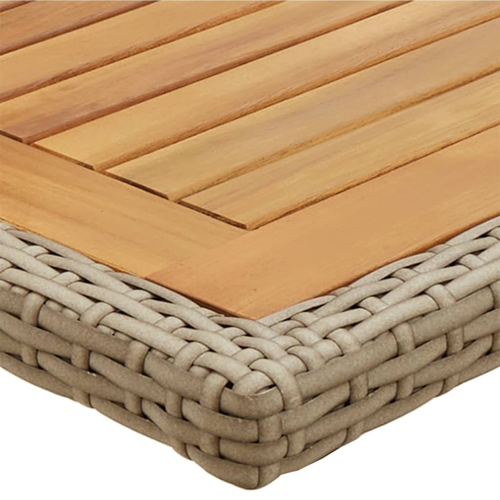 vidaXL Garden Table Beige Solid Wood Acacia and Poly Rattan