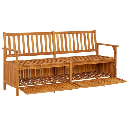 vidaXL Bench | Natural brown | Solid acacia wood, 100% polyester | Large - 170 x 63 x 84 cm
