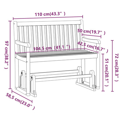 vidaXL Garden Swing Bench 110 cm Solid Acacia Wood - Brown