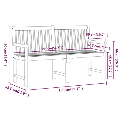vidaXL Garden benches 1-Seater 150 x 55.5 x 90 cm Solid Acacia Wood - Brown