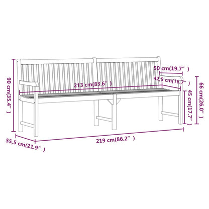 vidaXL Garden benches 1-Seater 219 x 55.5 x 90 cm Solid Acacia Wood - Brown