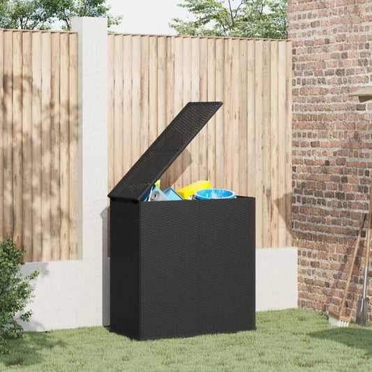 vidaXL Garden Cushion Box PE Rattan 100x49x103.5 cm Black