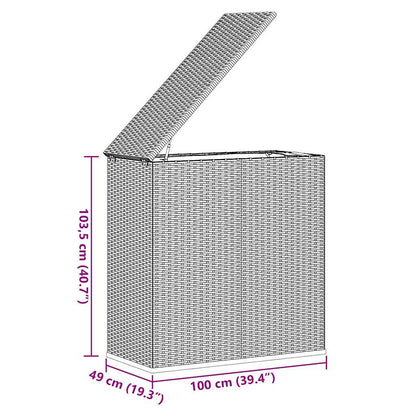 vidaXL Garden Cushion Box PE Rattan 100x49x103.5 cm Grey