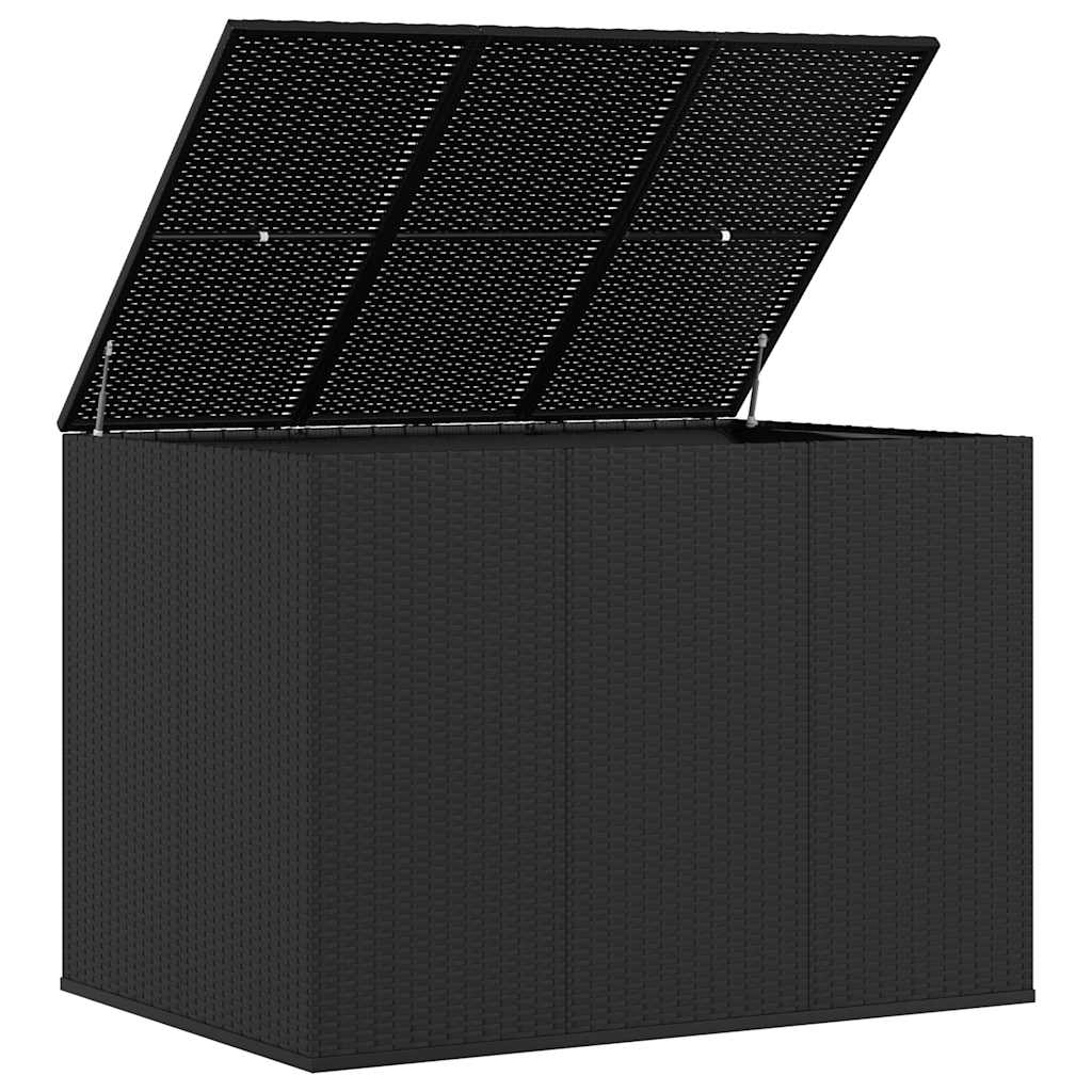 vidaXL Garden Cushion Box PE Rattan 145x100x103 cm Black