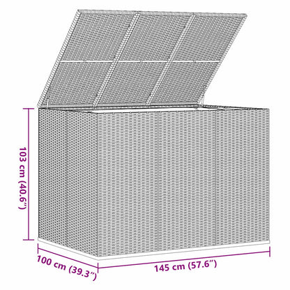 vidaXL Garden Cushion Box PE Rattan 145x100x103 cm Grey