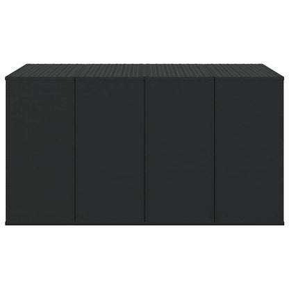 vidaXL Garden Cushion Box PE Rattan 194x100x103 cm Black