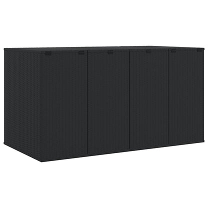 vidaXL Garden Cushion Box PE Rattan 194x100x103 cm Black