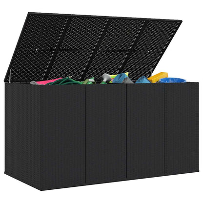 vidaXL Garden Cushion Box PE Rattan 194x100x103 cm Black