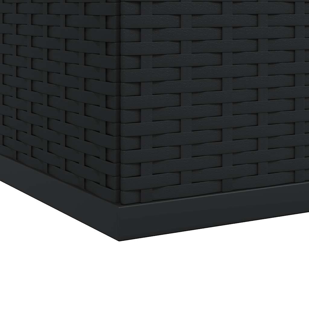 vidaXL Garden Cushion Box PE Rattan 194x100x103 cm Black