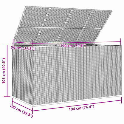 vidaXL Garden Cushion Box PE Rattan 194x100x103 cm Black