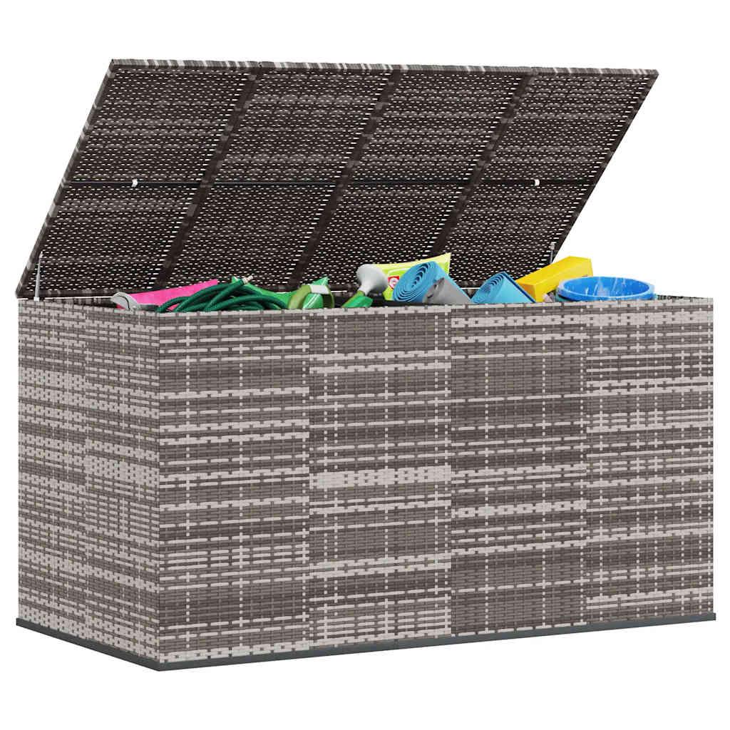 vidaXL Garden Cushion Box PE Rattan 194x100x103 cm Grey