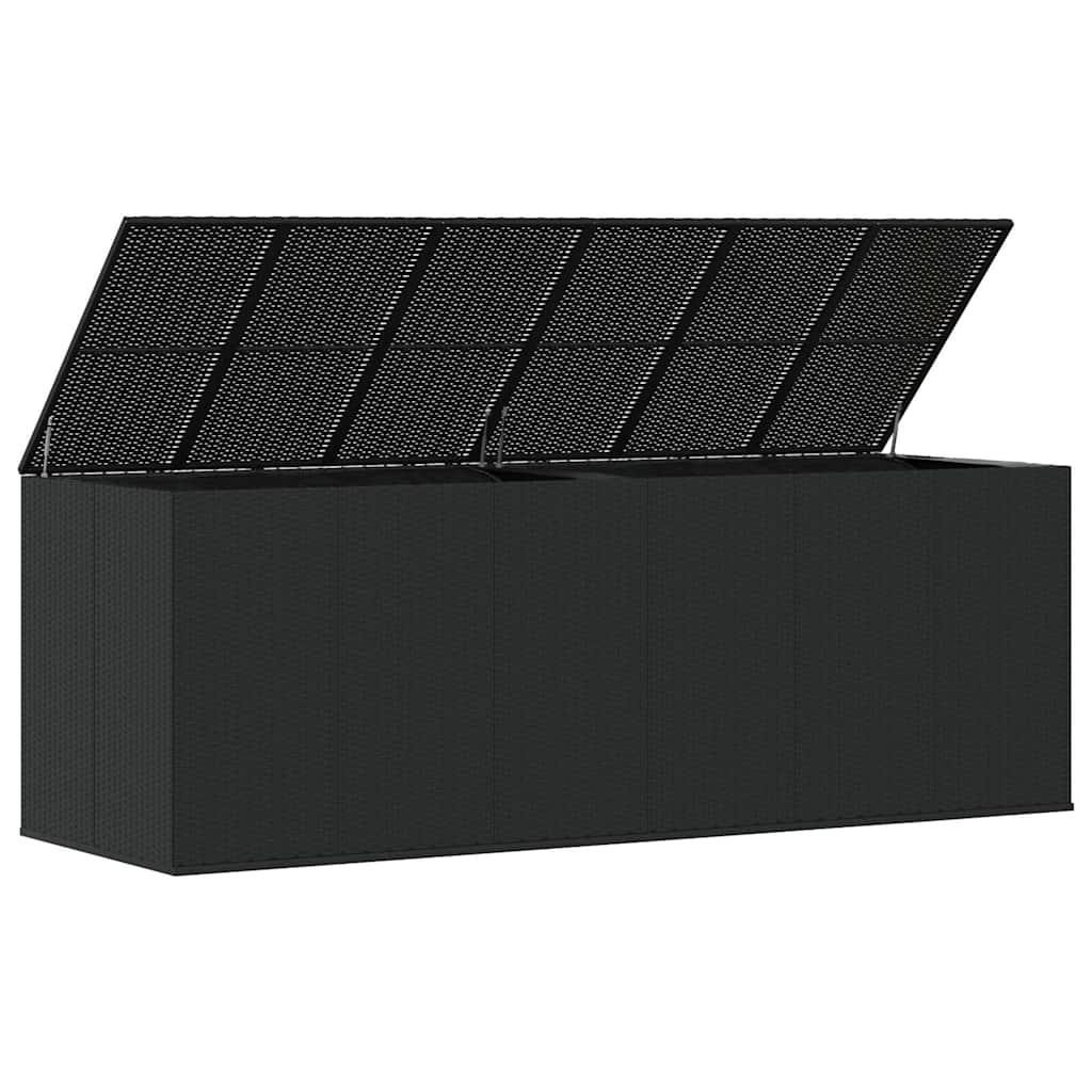 vidaXL Garden Cushion Box PE Rattan 291x100.5x104 cm Black