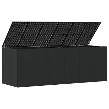 vidaXL Garden Cushion Box PE Rattan 291x100.5x104 cm Black