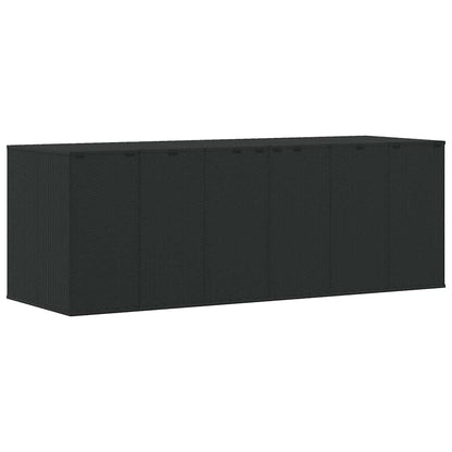 vidaXL Garden Cushion Box PE Rattan 291x100.5x104 cm Black