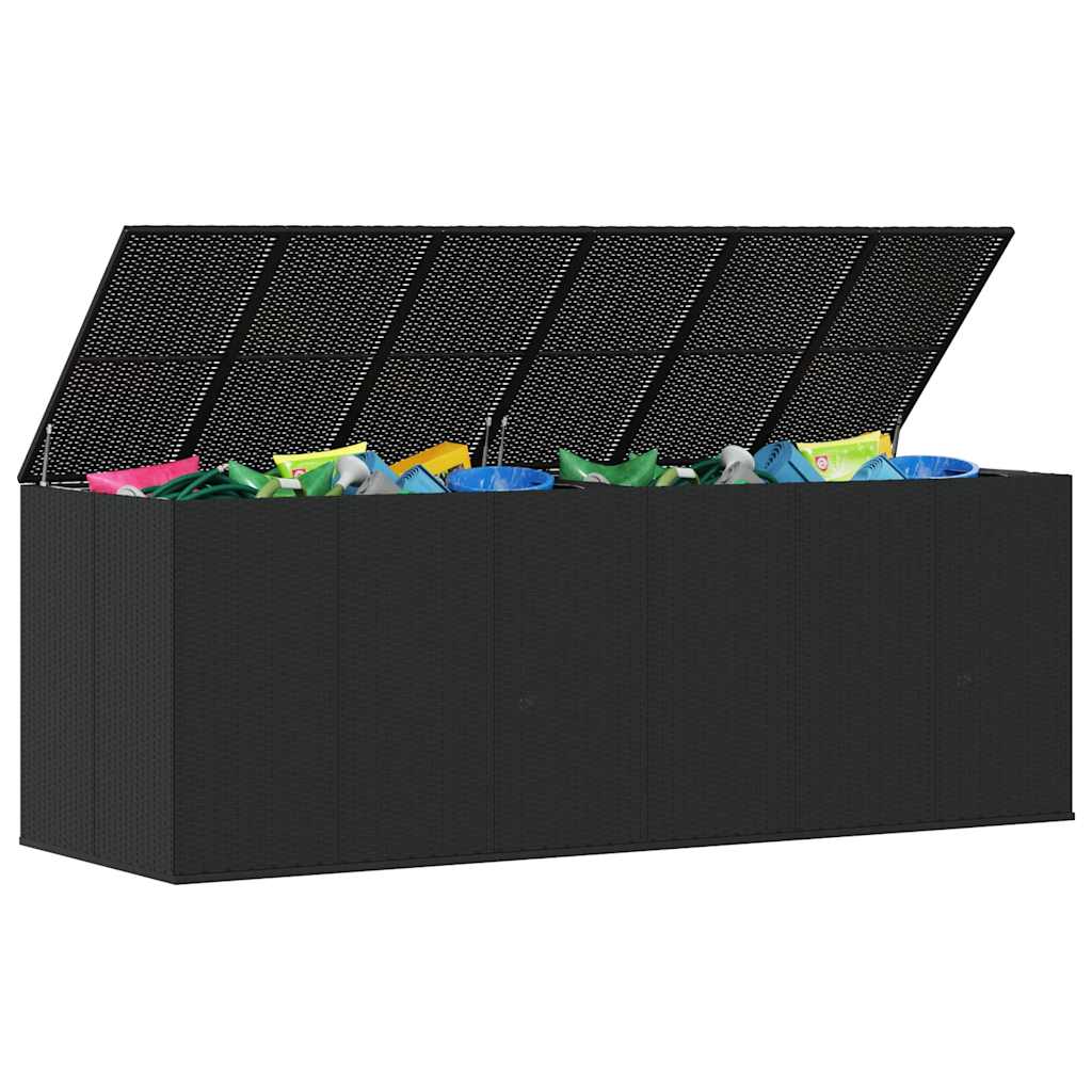 vidaXL Garden Cushion Box PE Rattan 291x100.5x104 cm Black