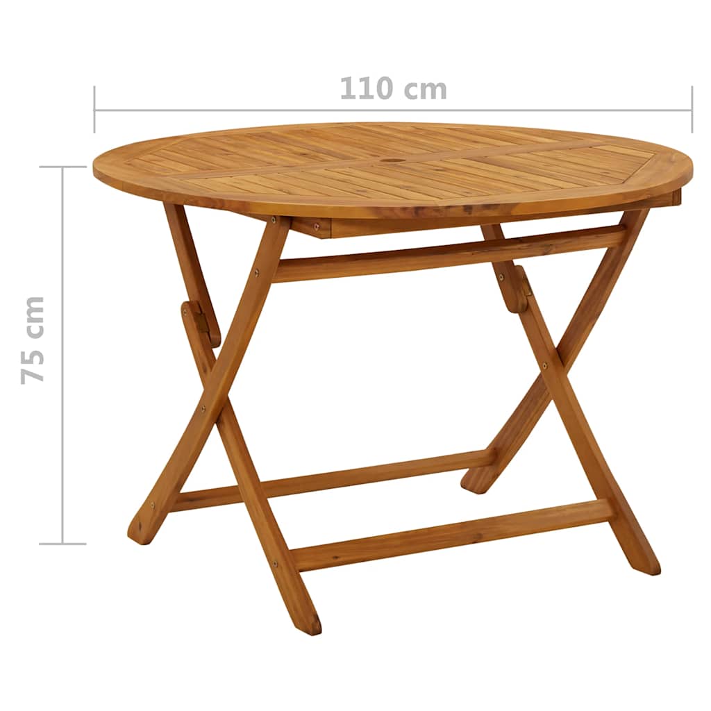 vidaXL Folding Garden Table 110 cm Solid Acacia Wood - Brown