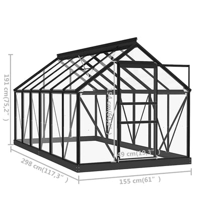 vidaXL Glass Greenhouse Anthracite 155x298x191 cm Aluminium