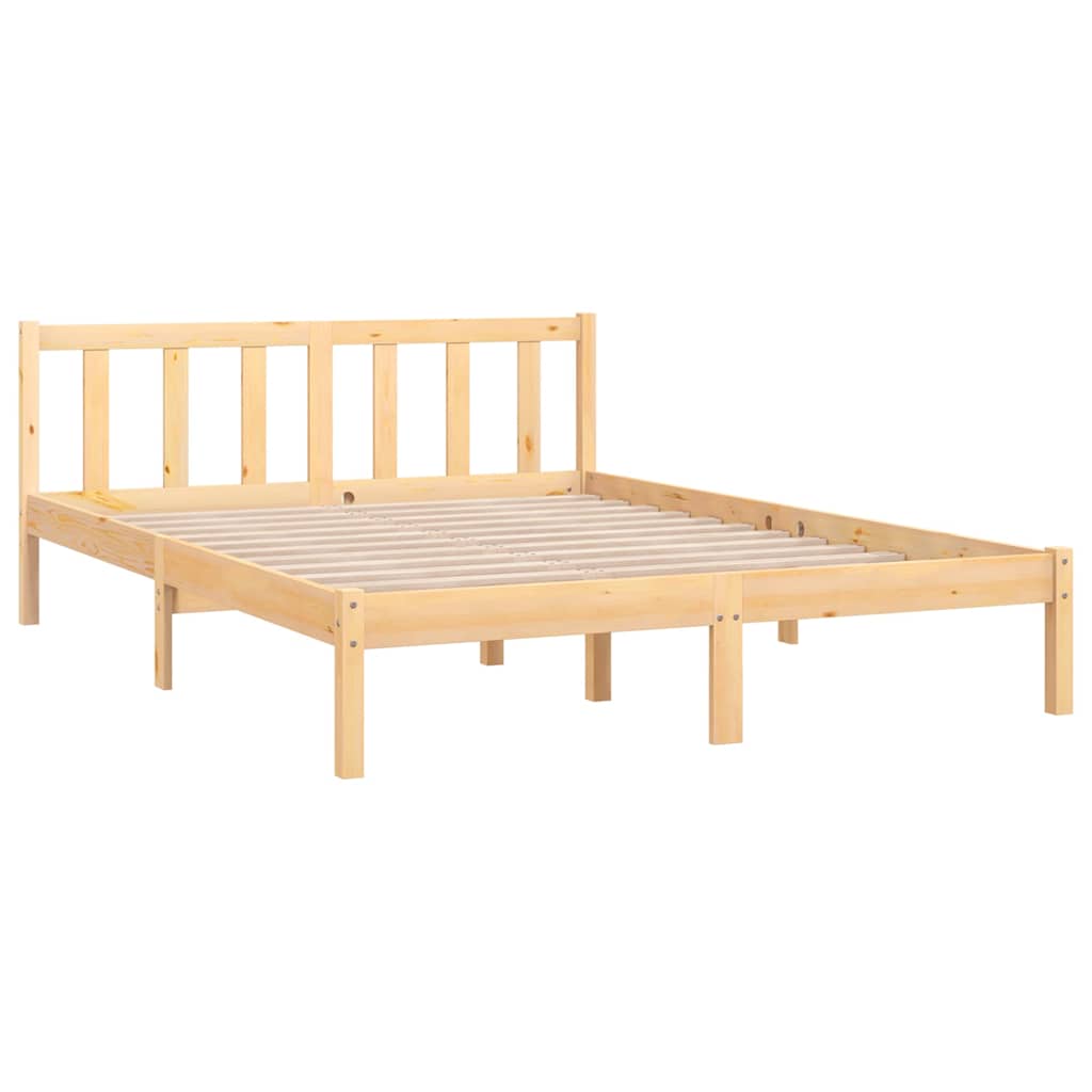 vidaXL Bed Frame without Mattress Solid Wood 140x200 cm - Brown - 205.5 x 145.5 x 69.5 cm - 64883