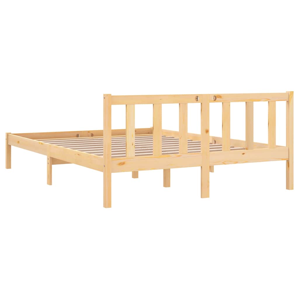 vidaXL Bed Frame without Mattress Solid Wood 140x200 cm - Brown - 205.5 x 145.5 x 69.5 cm - 64883