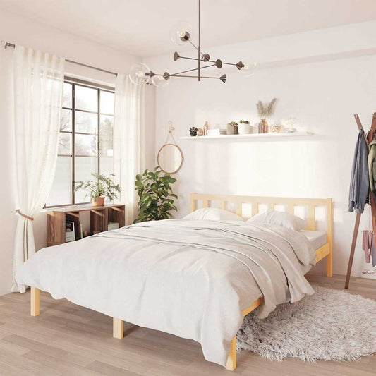 vidaXL Bed Frame without Mattress Solid Wood 140x200 cm - Brown - 205.5 x 145.5 x 69.5 cm - 64883